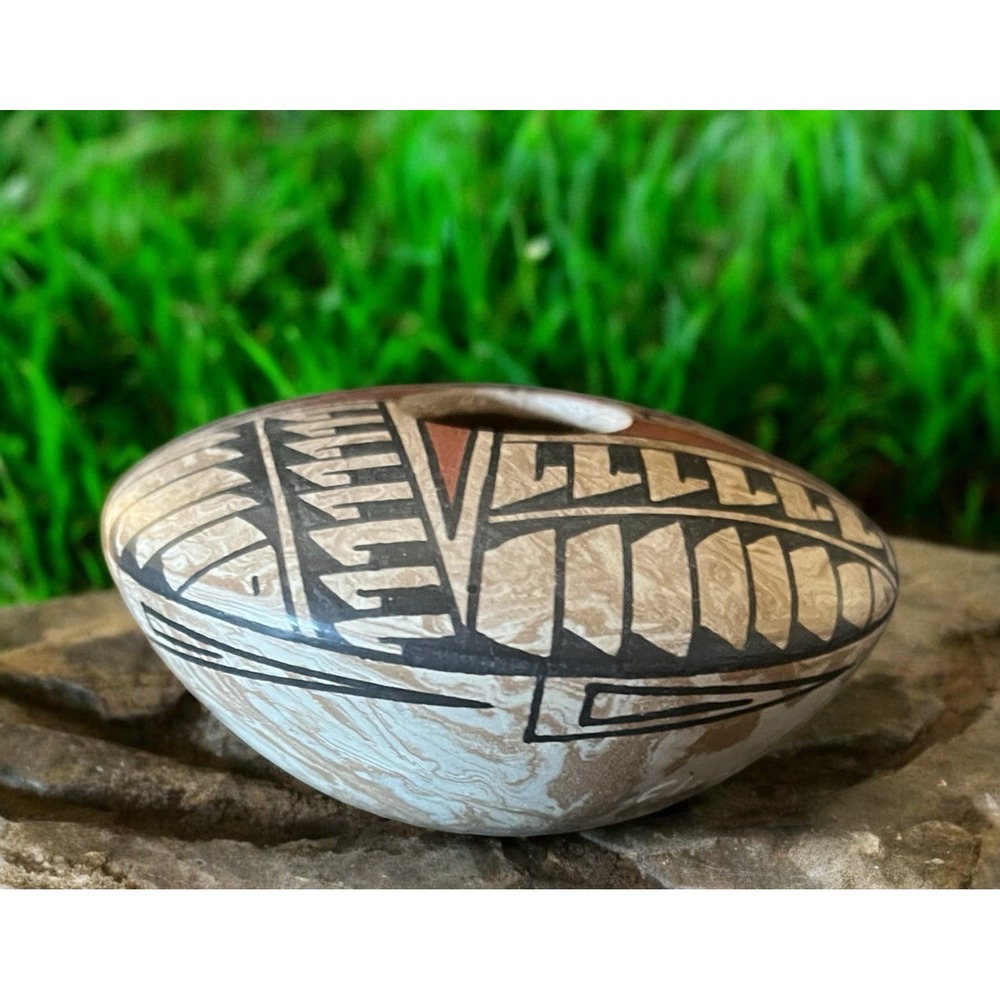 Mata Ortiz Pottery Elena Mora Mixed Clay Paquime Seed Pot Art Mexican Clay Art - Picture 2 of 9